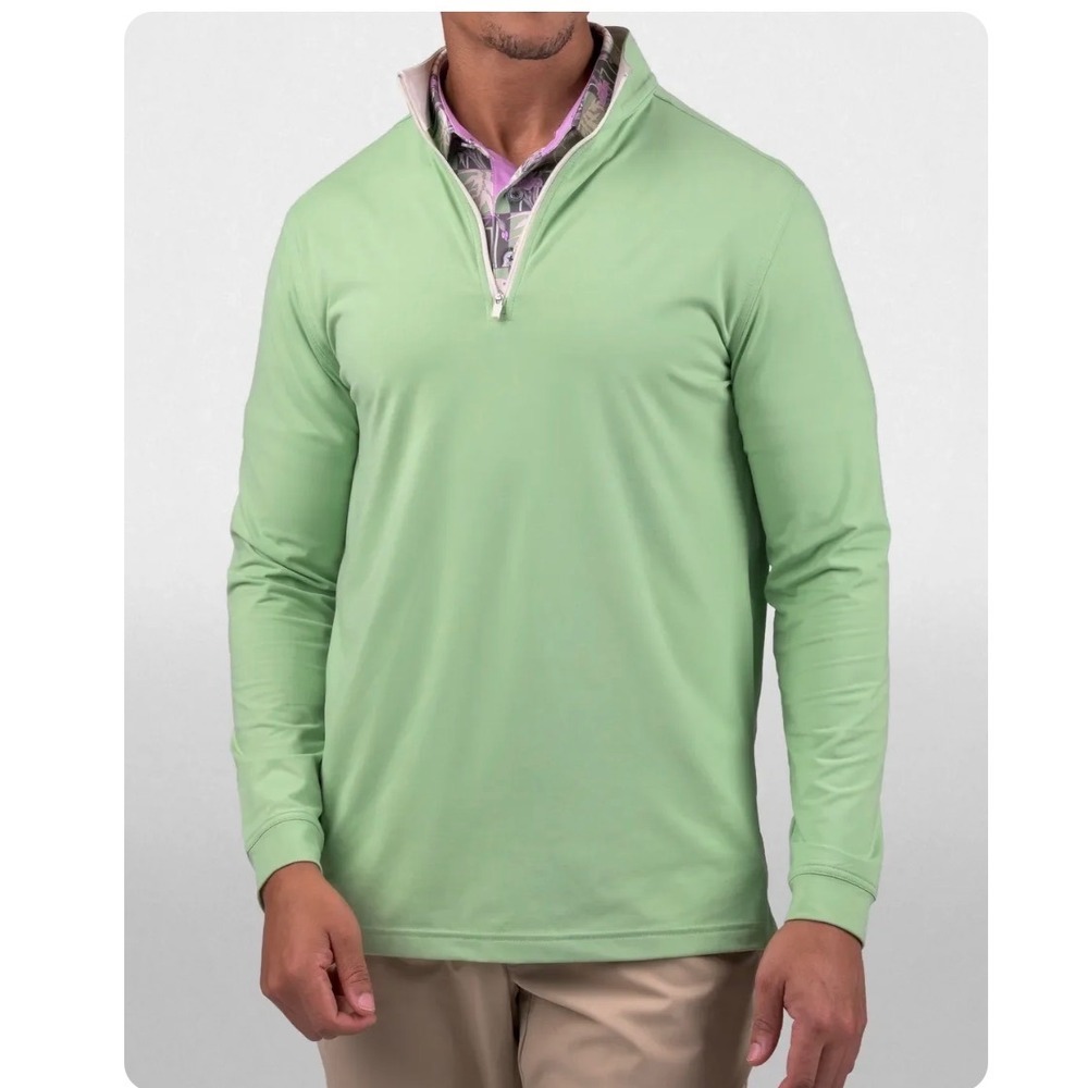 Good Good Golf Mens 2XL Fighting For Par Quarter Zip Pullover Light Green NWT